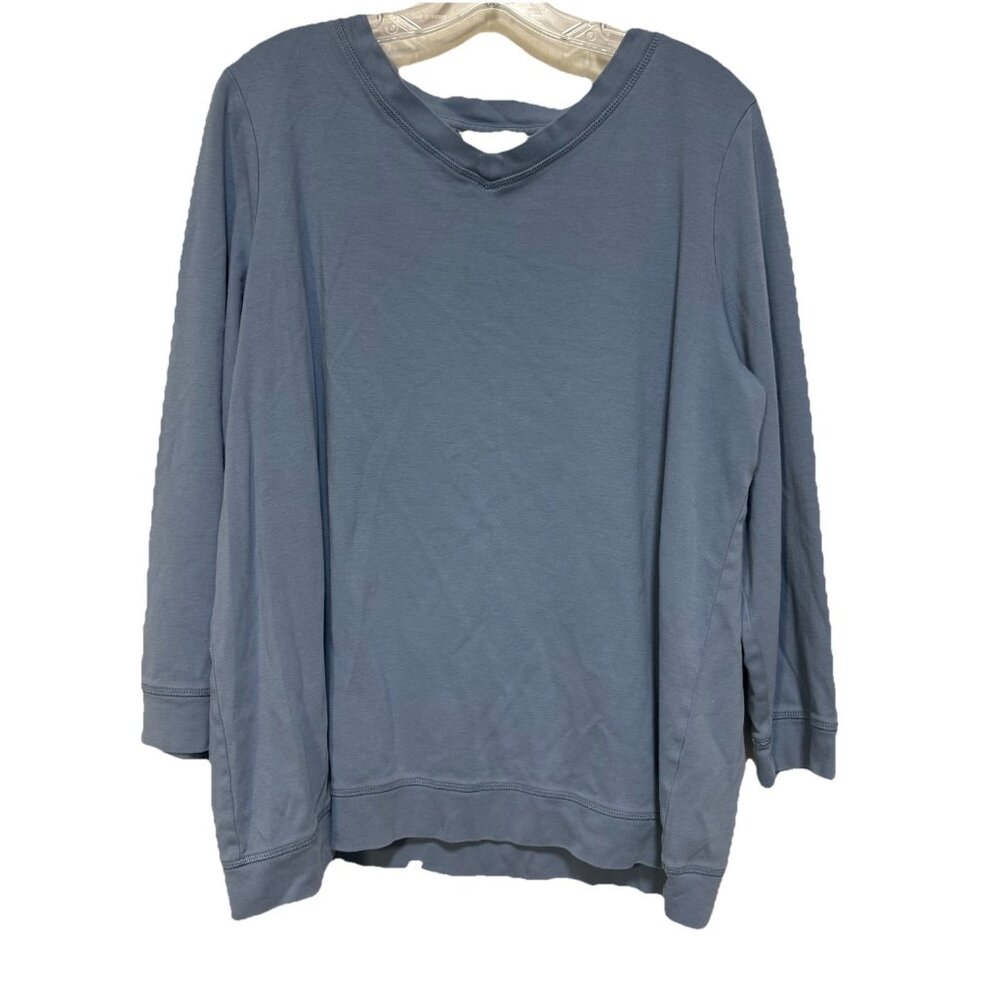 CJ Banks Womens Plus Size 2X Top Blue Casual Shirt Knit TShirt